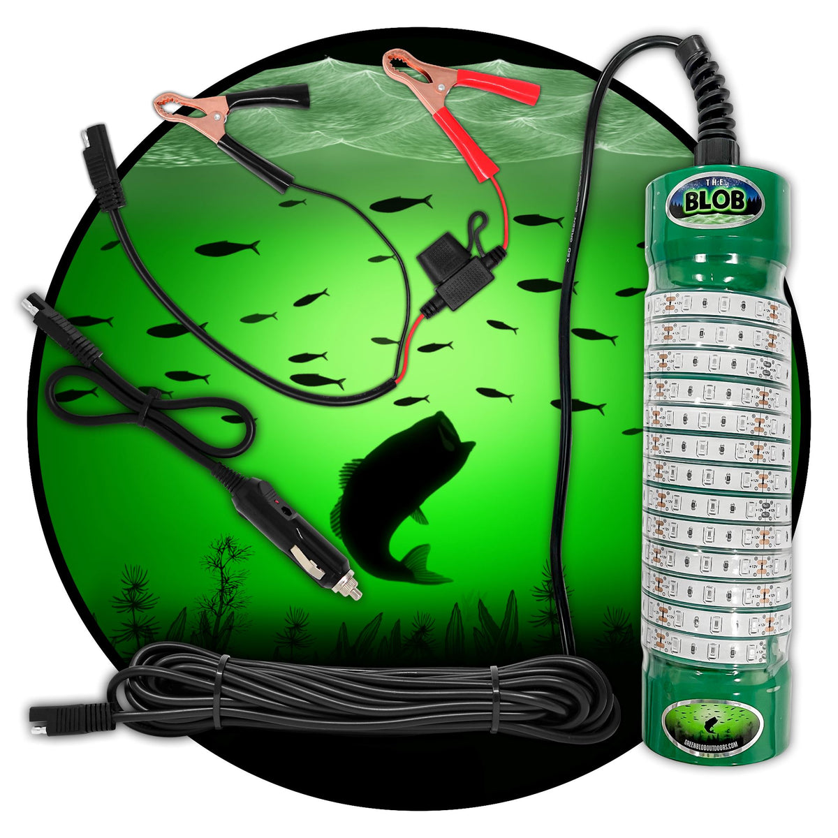 Build Your Blob Build Your Blob Green Blob Outdoors Green 7,500 Lumens Alligator Clips + Cig Lighter Plug 30 Feet