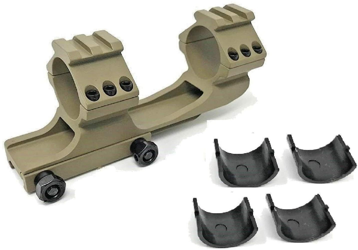 Dark Earth Cantilever Dual Ring Scope Mount 30mm with 1&quot; Removable Inserts Scope Mounts Green Blob Outdoors 