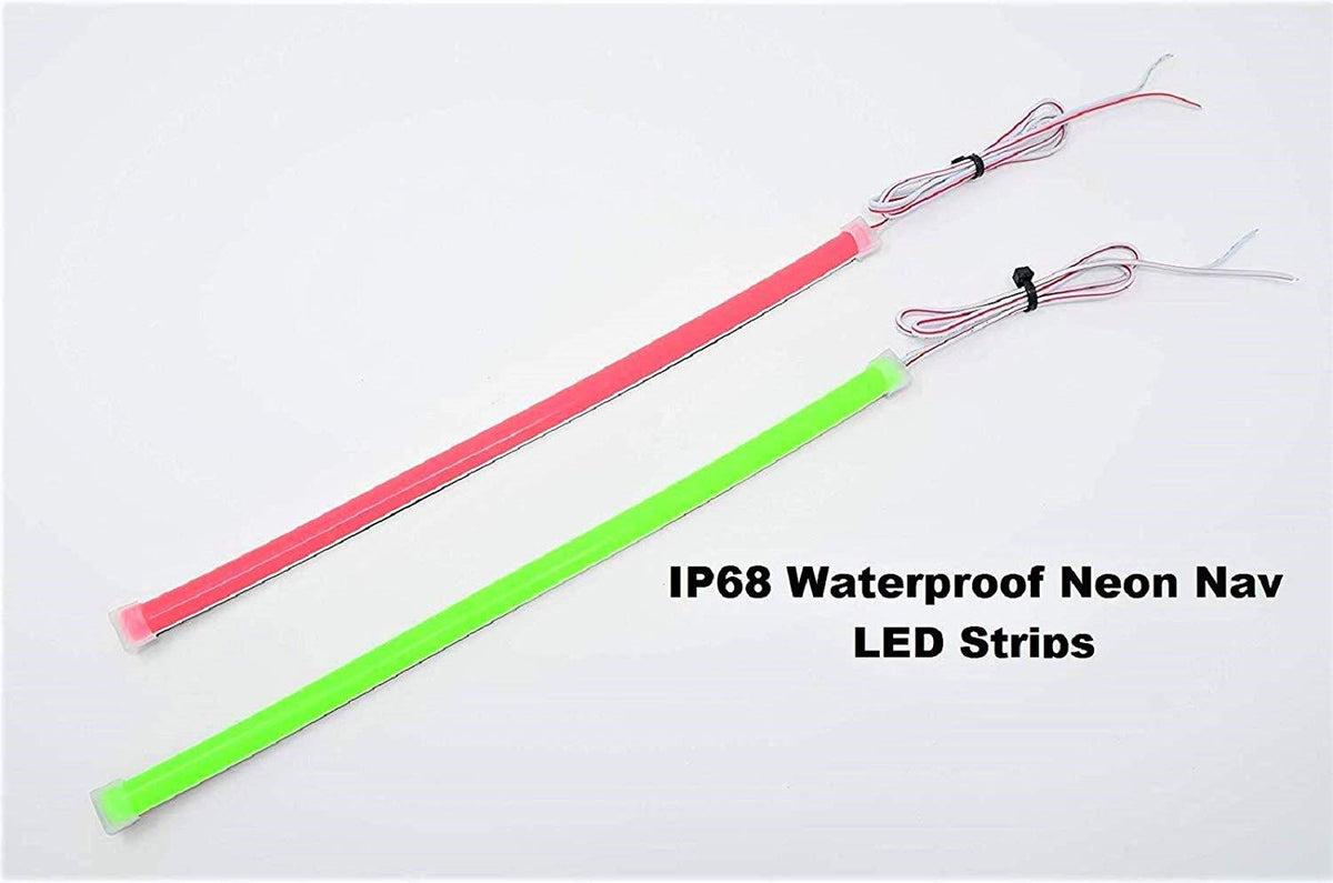 Pimp My Boat Neon Navigation LED Light Strips Red &amp; Green for Bass Boats, Pontoons, Wave Runners, Kayaks, and Ski Boats Boat Lights Green Blob Outdoors 