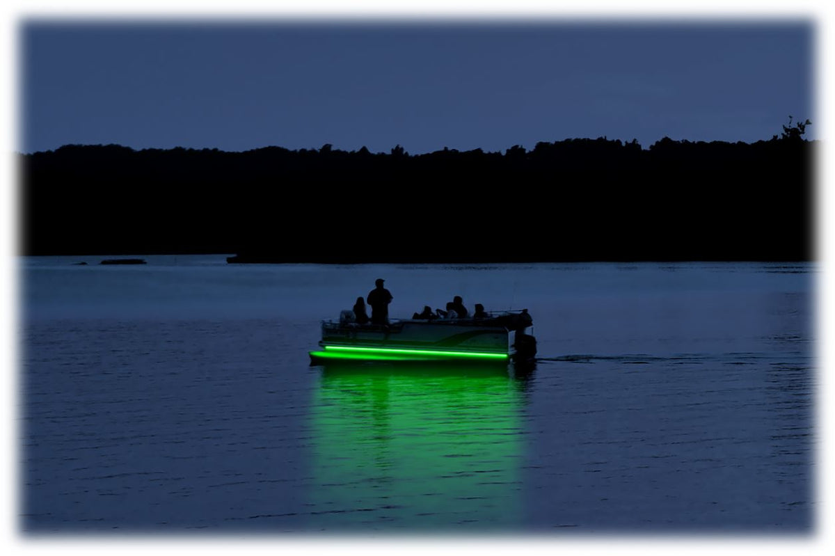 Pimp My Pontoon - Green LED Under Deck Lighting DIY Kit - 30,000 Lumens - Includes Bonus Red &amp; Green Navigation Lights Pimp My Boat Green Blob Outdoors 