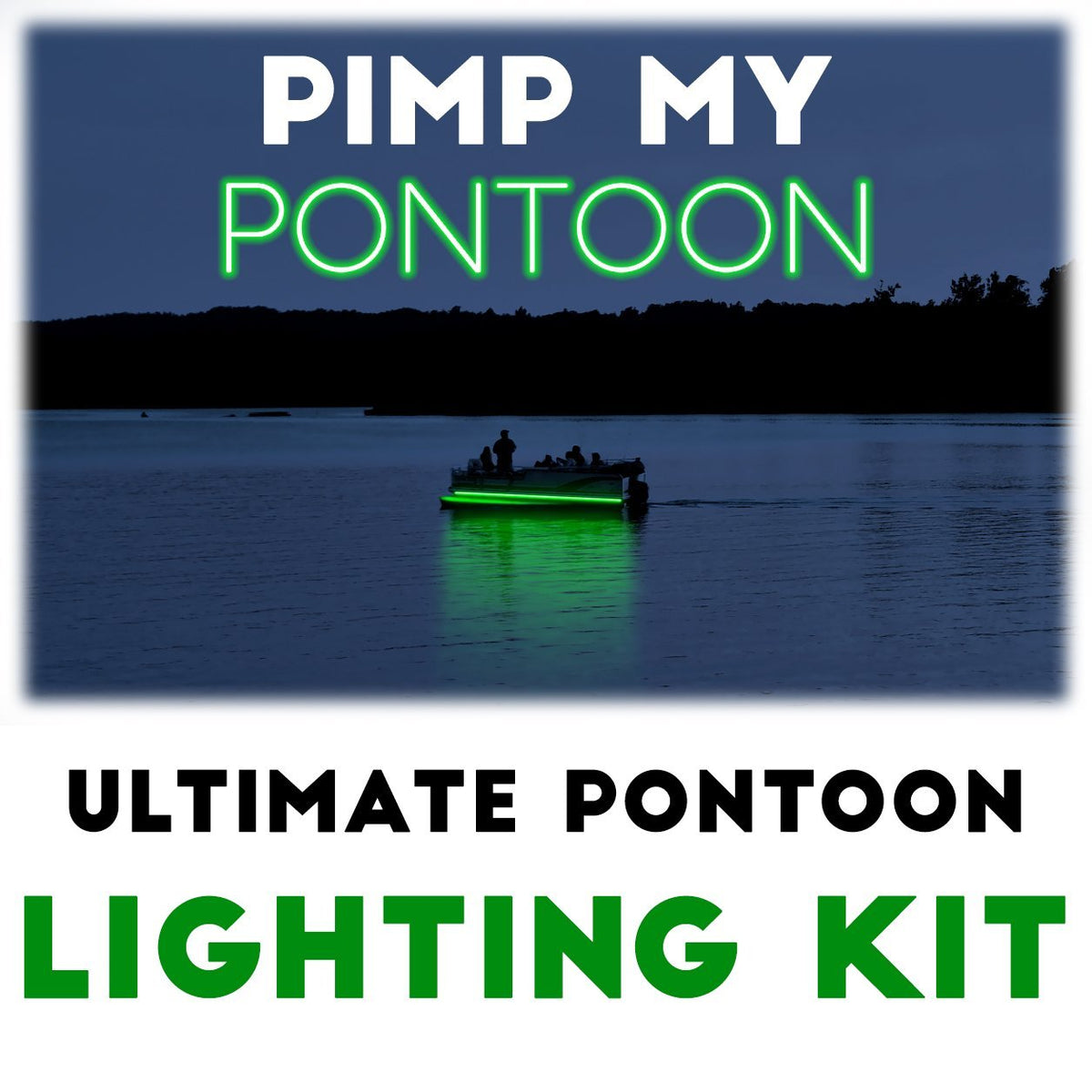Pimp My Pontoon - Green LED Under Deck Lighting DIY Kit - 30,000 Lumens - Includes Bonus Red &amp; Green Navigation Lights Pimp My Boat Green Blob Outdoors 