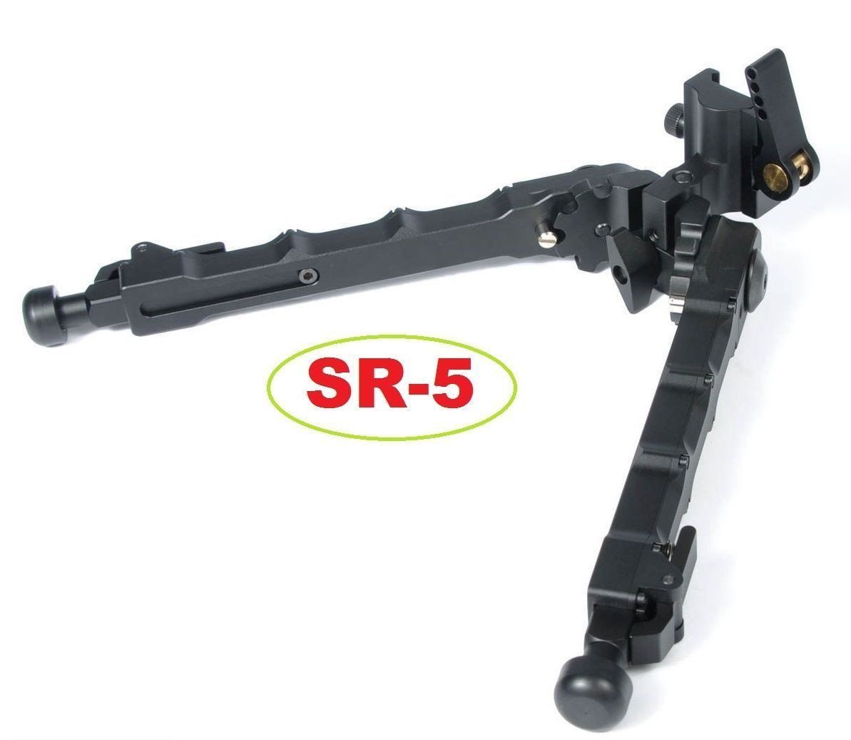 Bipod GBO-5 QD Black Tactical Bipod 7.25 - 9 inches Flat Pan Tilt - Green Blob Outdoors