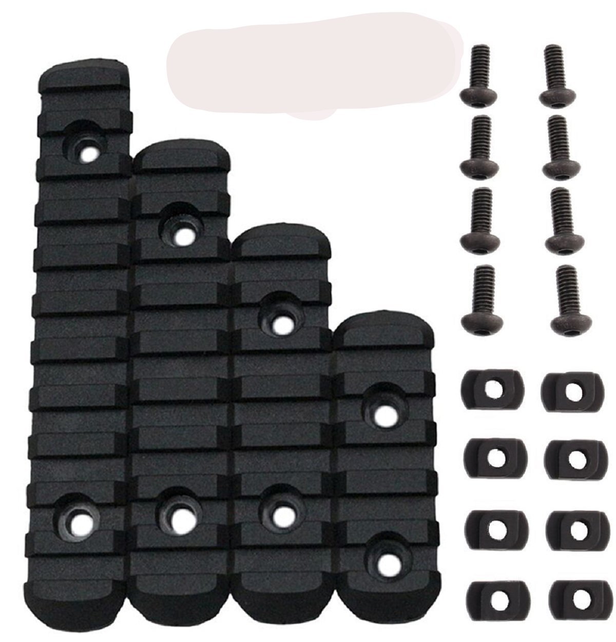 Black Polymer Rail Sections 4 Set with Camming T - Nuts - Green Blob Outdoors