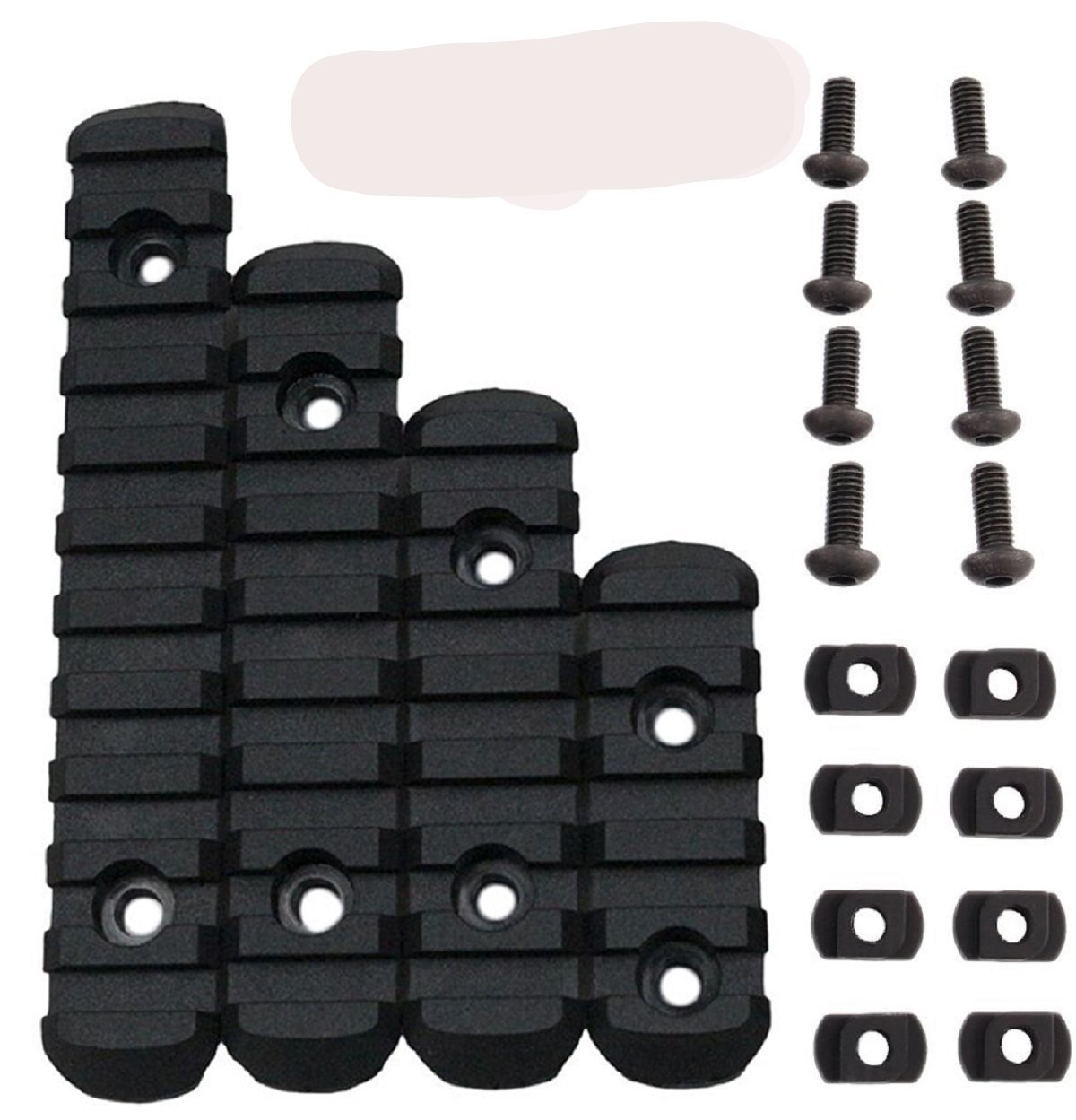 Black Polymer Rail Sections 4 Set with Camming T-Nuts - Green Blob Outdoors