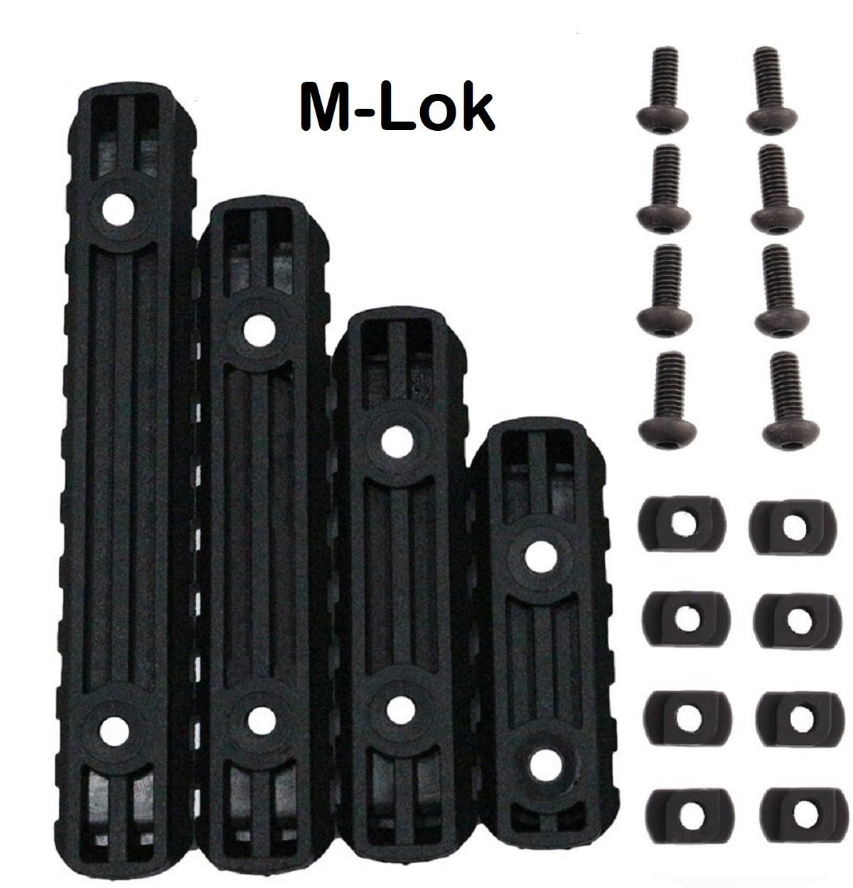 Black Polymer Rail Sections 4 Set with Camming T - Nuts - Green Blob Outdoors