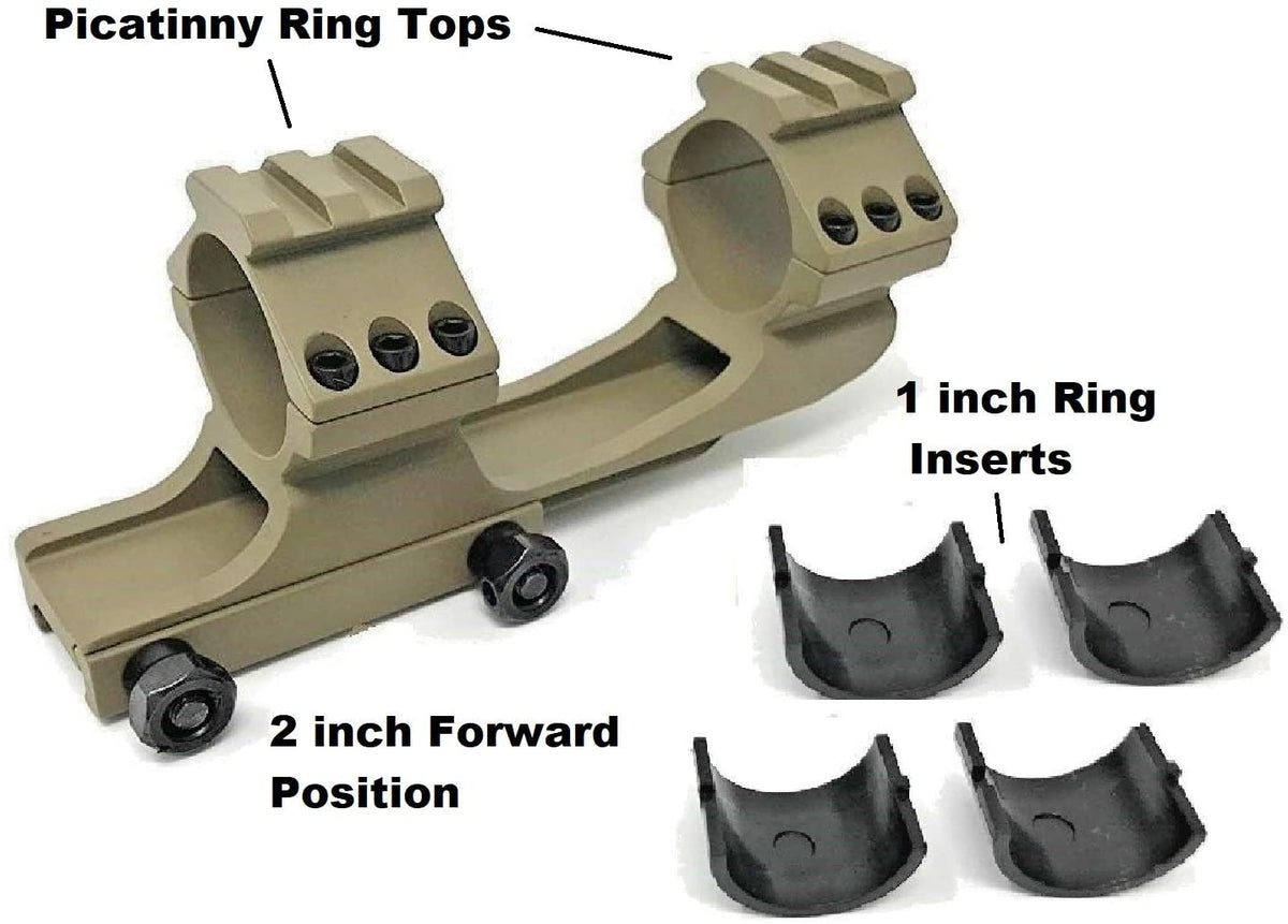 Dark Earth Cantilever Dual Ring Scope Mount 30mm with 1&quot; Removable Inserts - Green Blob Outdoors