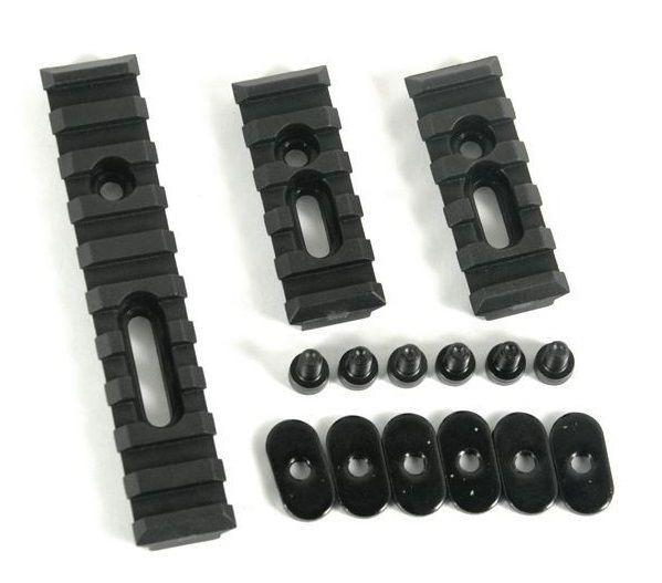 Green Blob Outdoors AR15 Black Slotted Polymer Picatinny 3 piece Rail Set for Handguards - Green Blob Outdoors