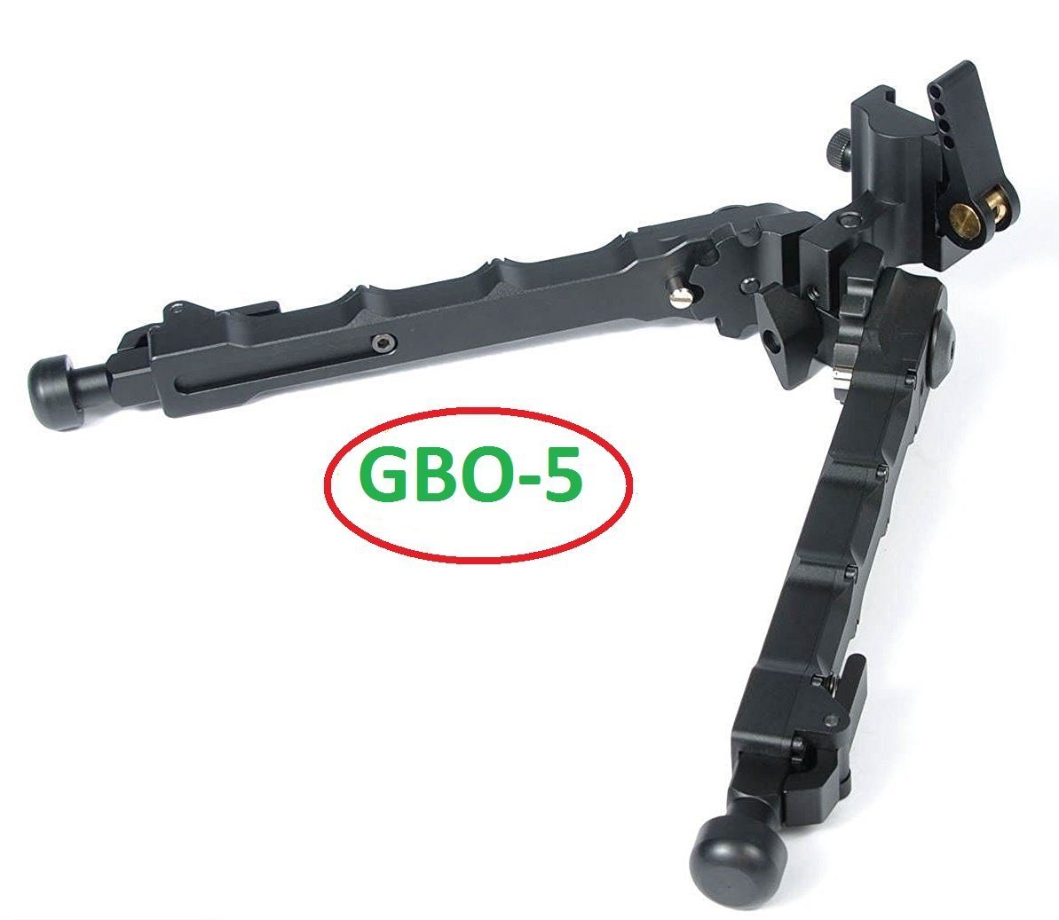 Green Blob Outdoors GBO5 QD Bipod Black Tactical Bipod 7.25 - 9 inches Quick Detachable Flat Adjustable Matte Black - Green Blob Outdoors