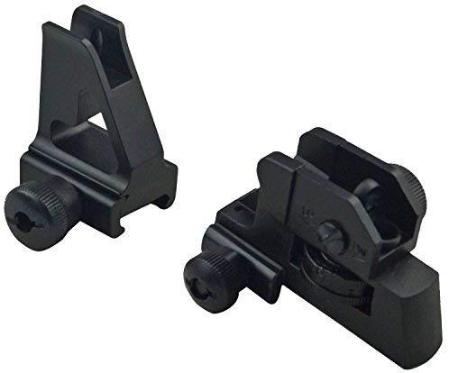 Iron Sights M4 AR15 Rear &amp; High Profile Front Sight for Lower Gas Blocks - Green Blob Outdoors