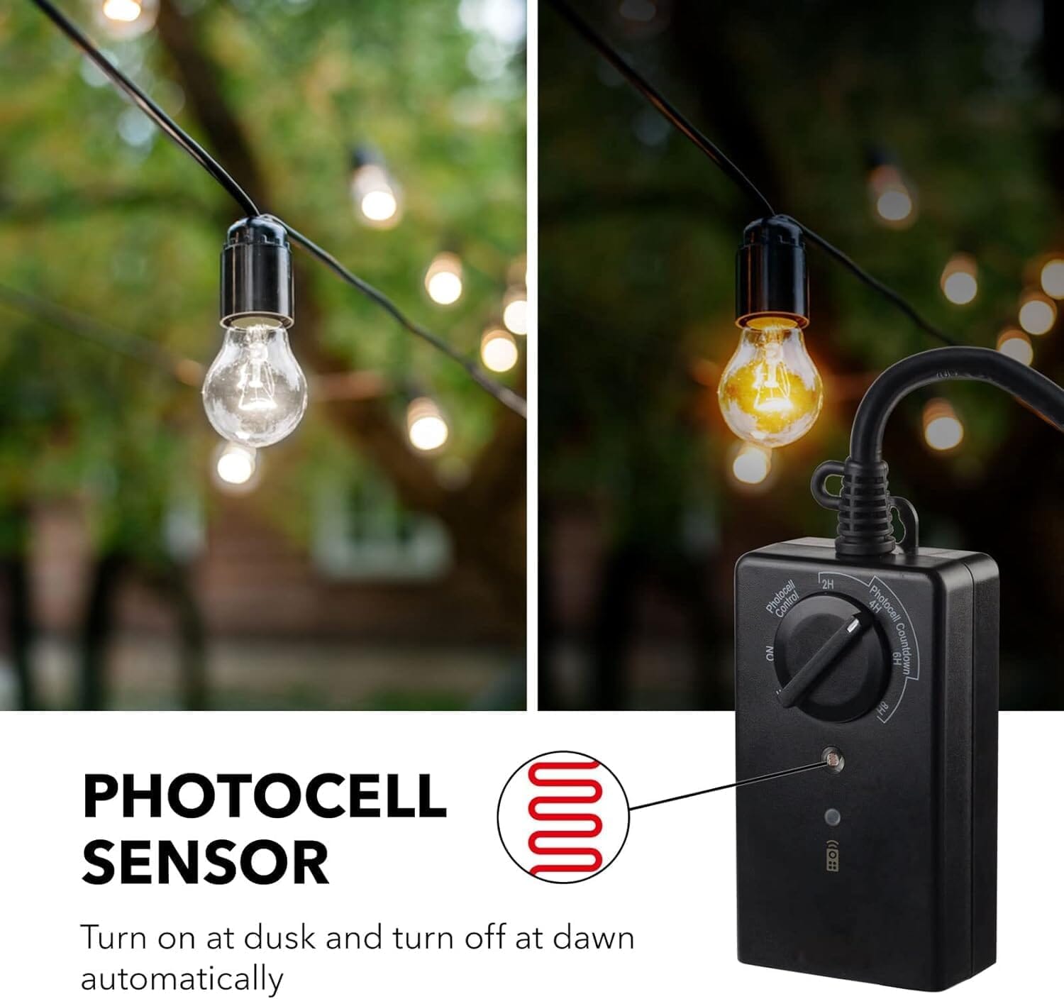 Photocell Dusk to Dawn Timer with Long Range Remote Control - Green ...