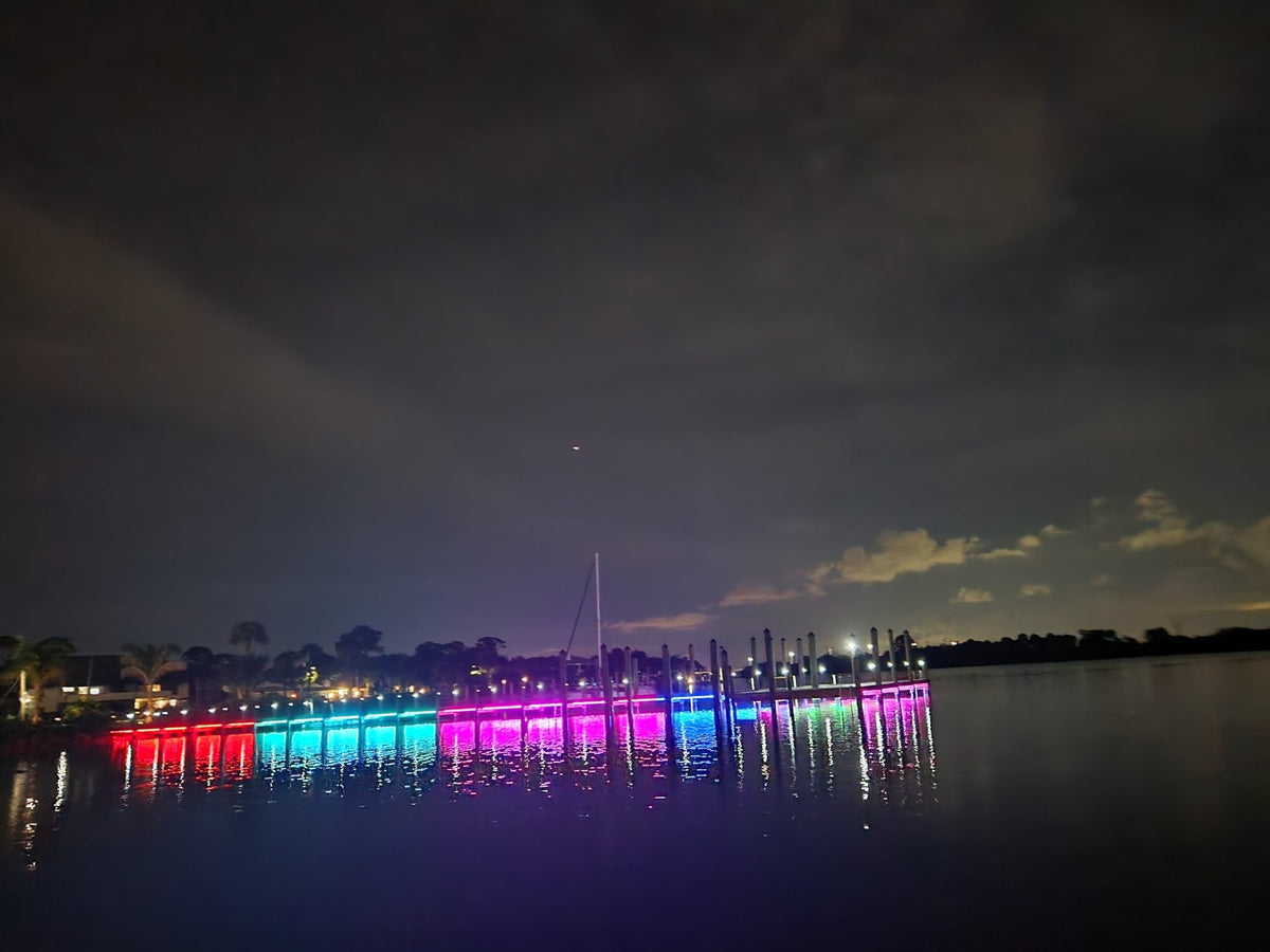 Pimp My Dock 50ft Length DIY Neon Multi-Color, Color Changing Premium LED Under Dock Accent Lighting Kit IP68 Completely Waterproof - Green Blob Outdoors