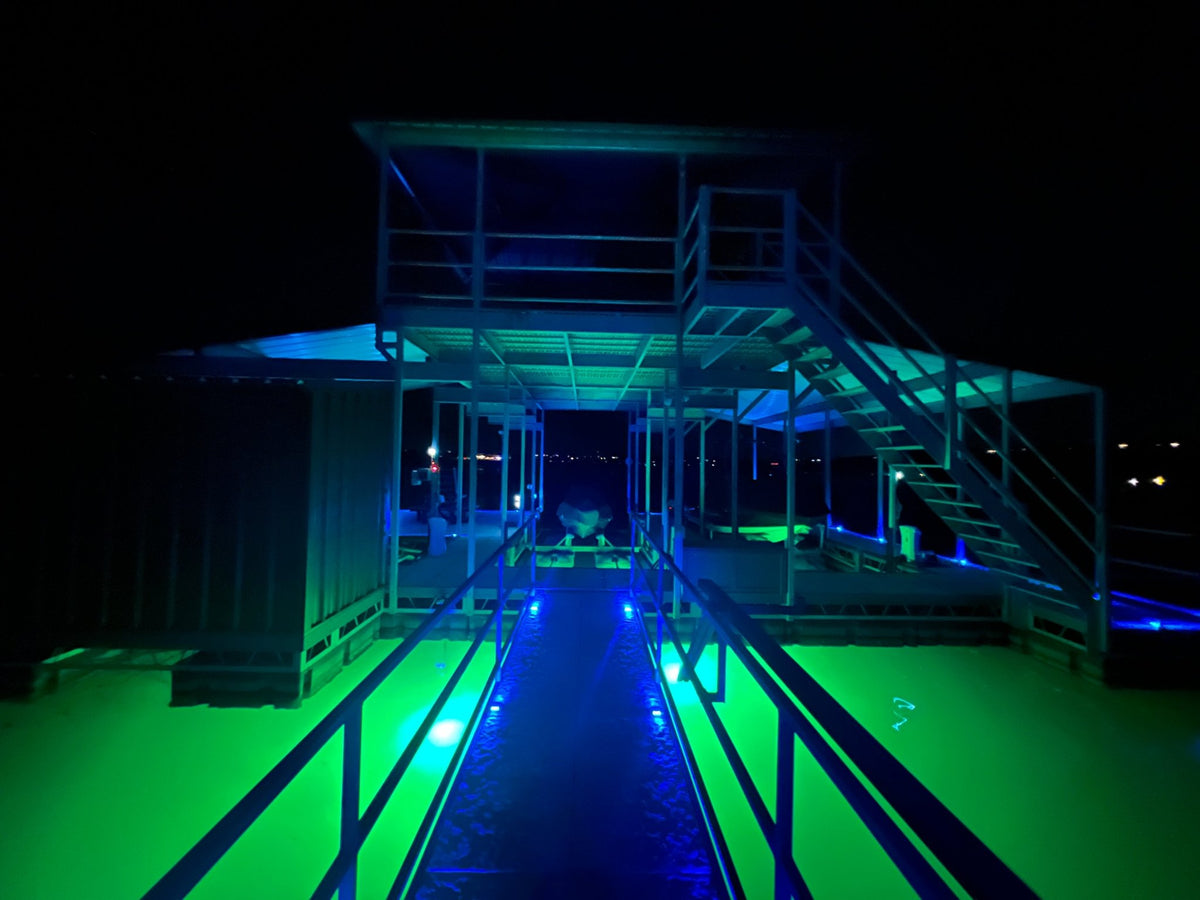 Pimp My Dock LED Accent Under glow Lighting Kit (Blue, Green, UV, White, or Color Changing) DIY Premium LED Under Dock Lighting Kit IP68 Completely Waterproof - Green Blob Outdoors