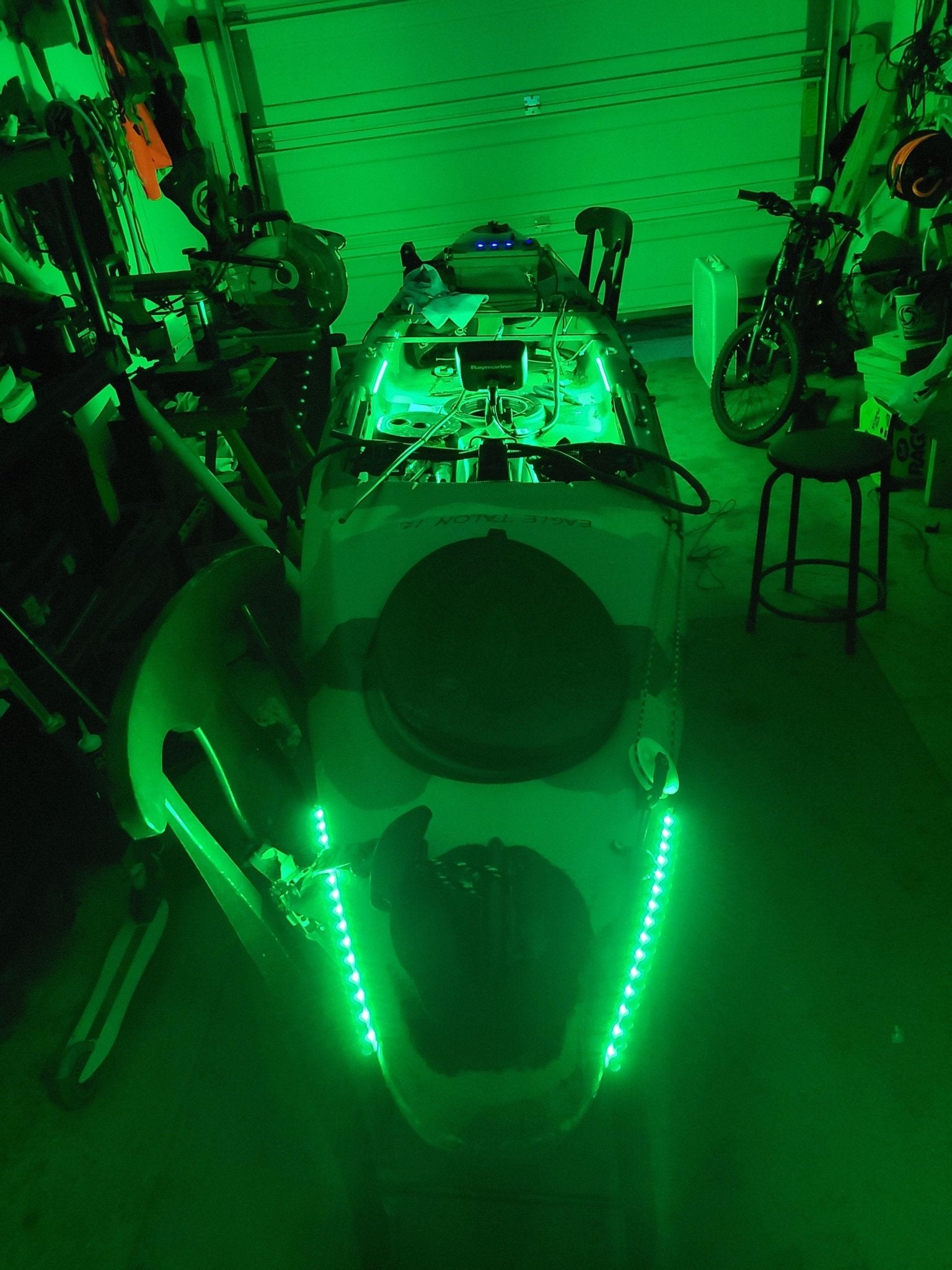 Complete Green LED Fishing Light Kit For Kayak - Includes Power Source & Switch (9")