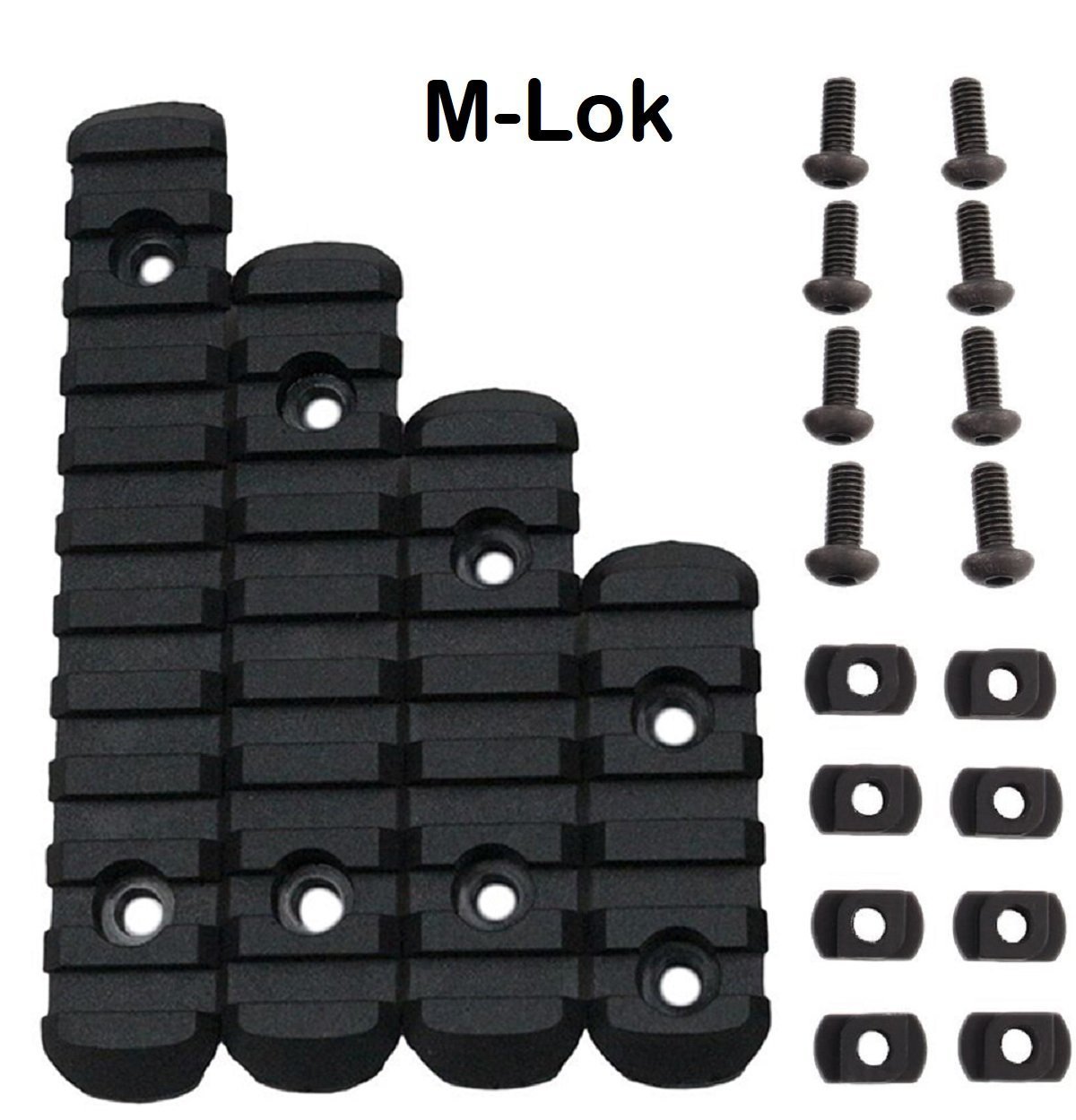 Rails 4 piece Polymer Rail Sections Set for Handguards with Camming T - Nuts - Green Blob Outdoors