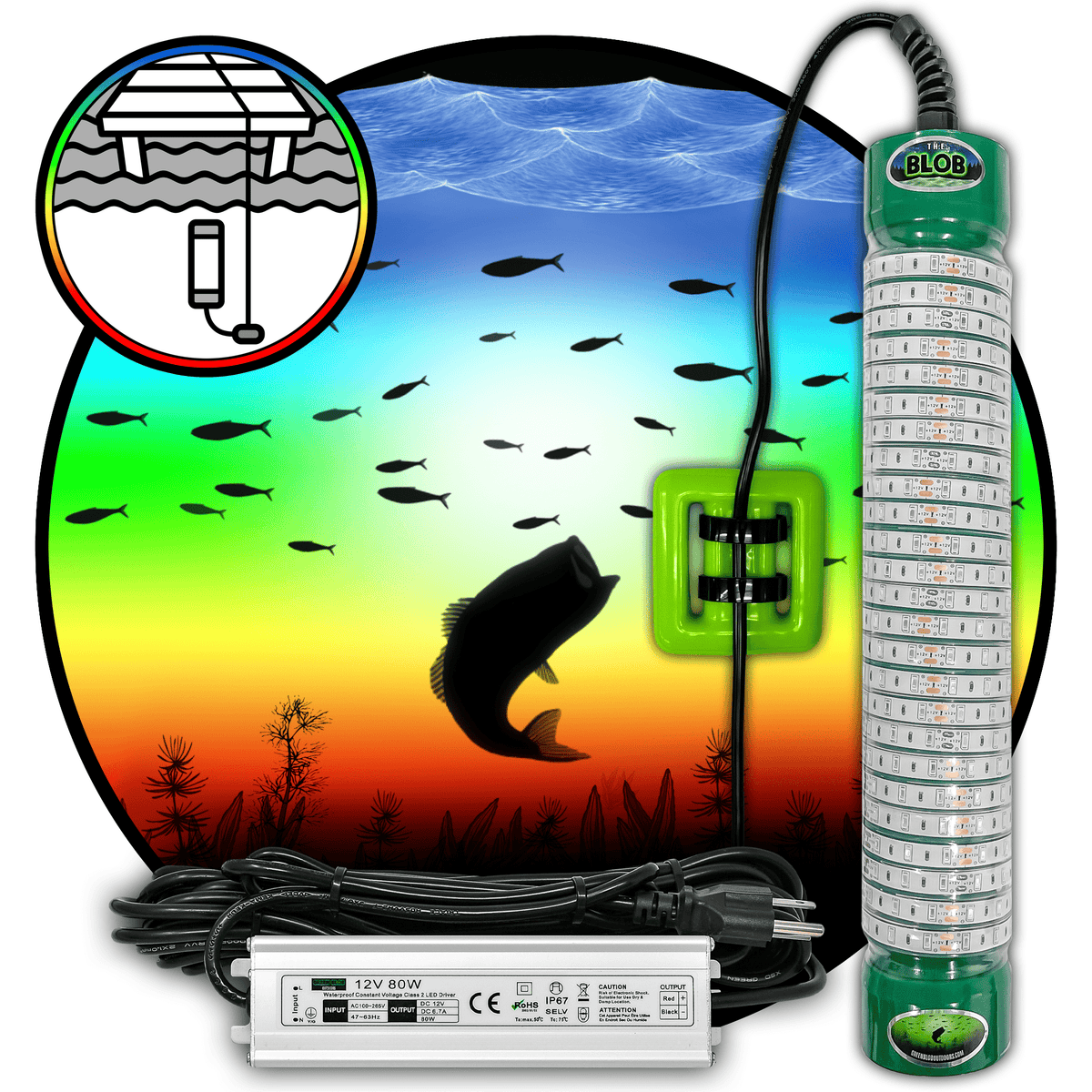 RGB Color Controller with Extended Long Range Remote, Completely Waterproof IP68 - Green Blob Outdoors