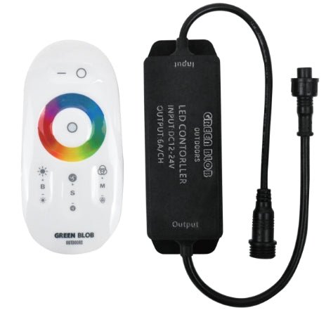 RGB Color Controller with Extended Long Range Remote, Completely Waterproof IP68 - Green Blob Outdoors