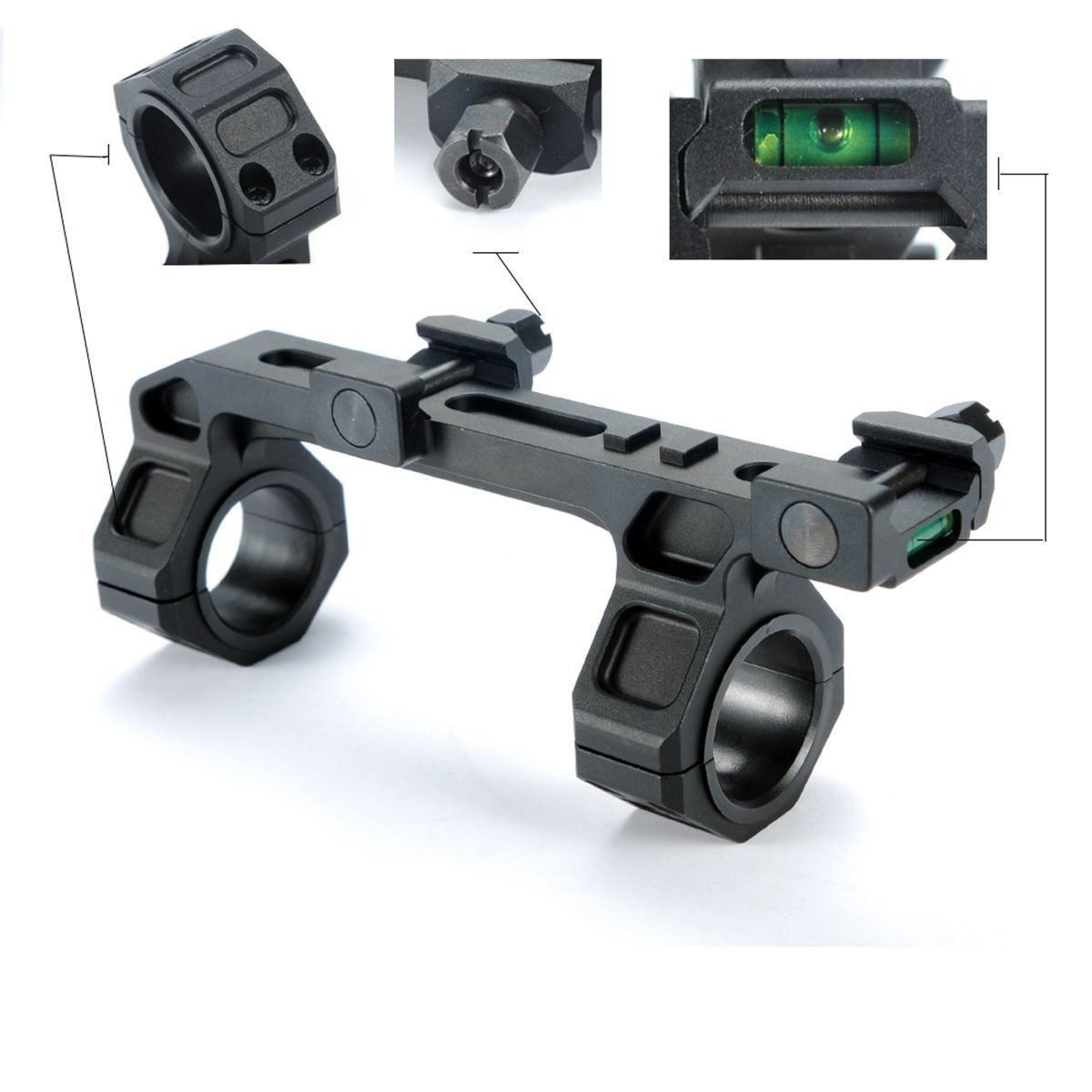 Scope Mount 30mm / 1 inch Rings One Piece with Bubble Level fits Picatinny Rails - Green Blob Outdoors