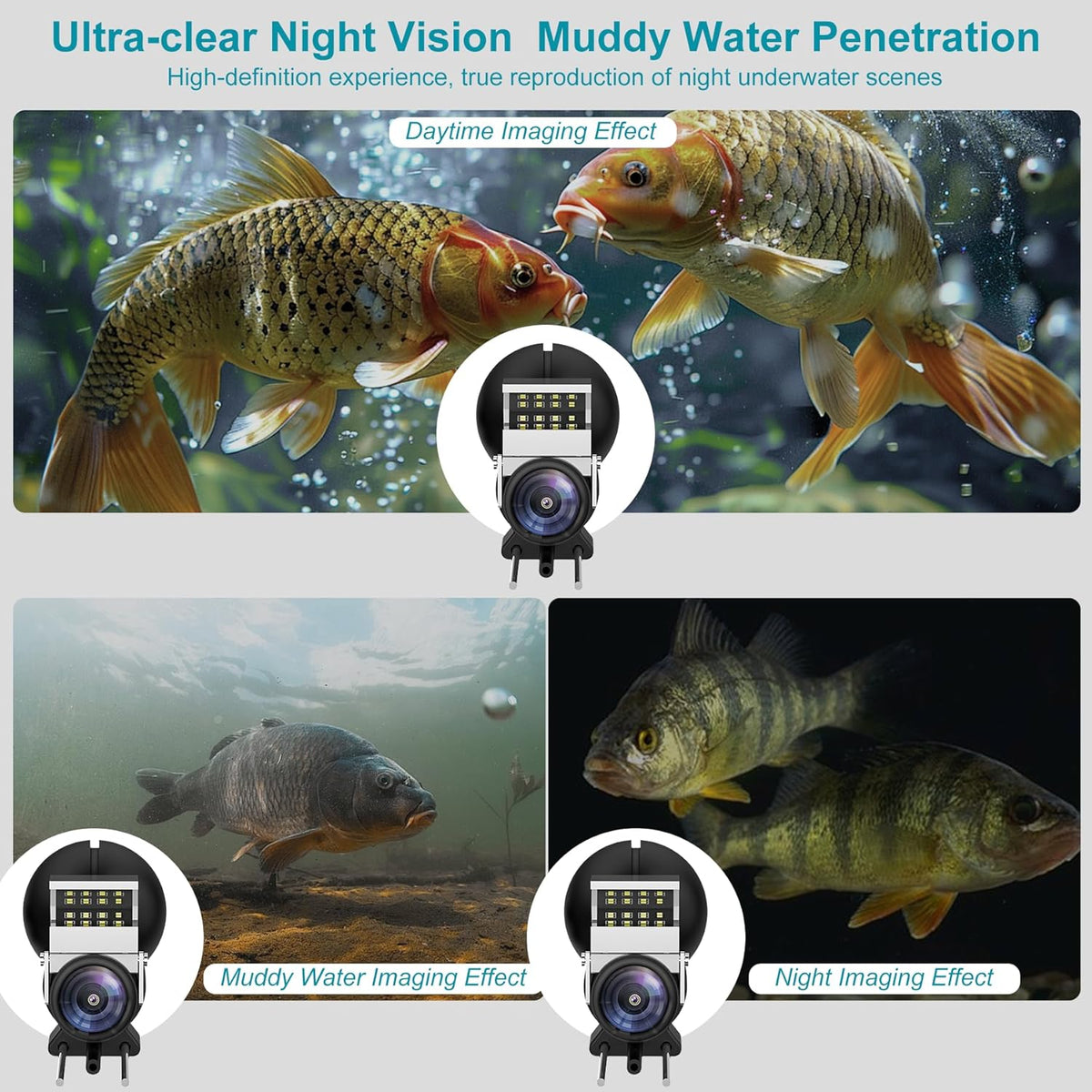 Underwater Fishing Camera with Infrared Night Vision Light, Portable with 100ft Cable, 5 Inch LCD and Upgraded HD Lens - Green Blob Outdoors