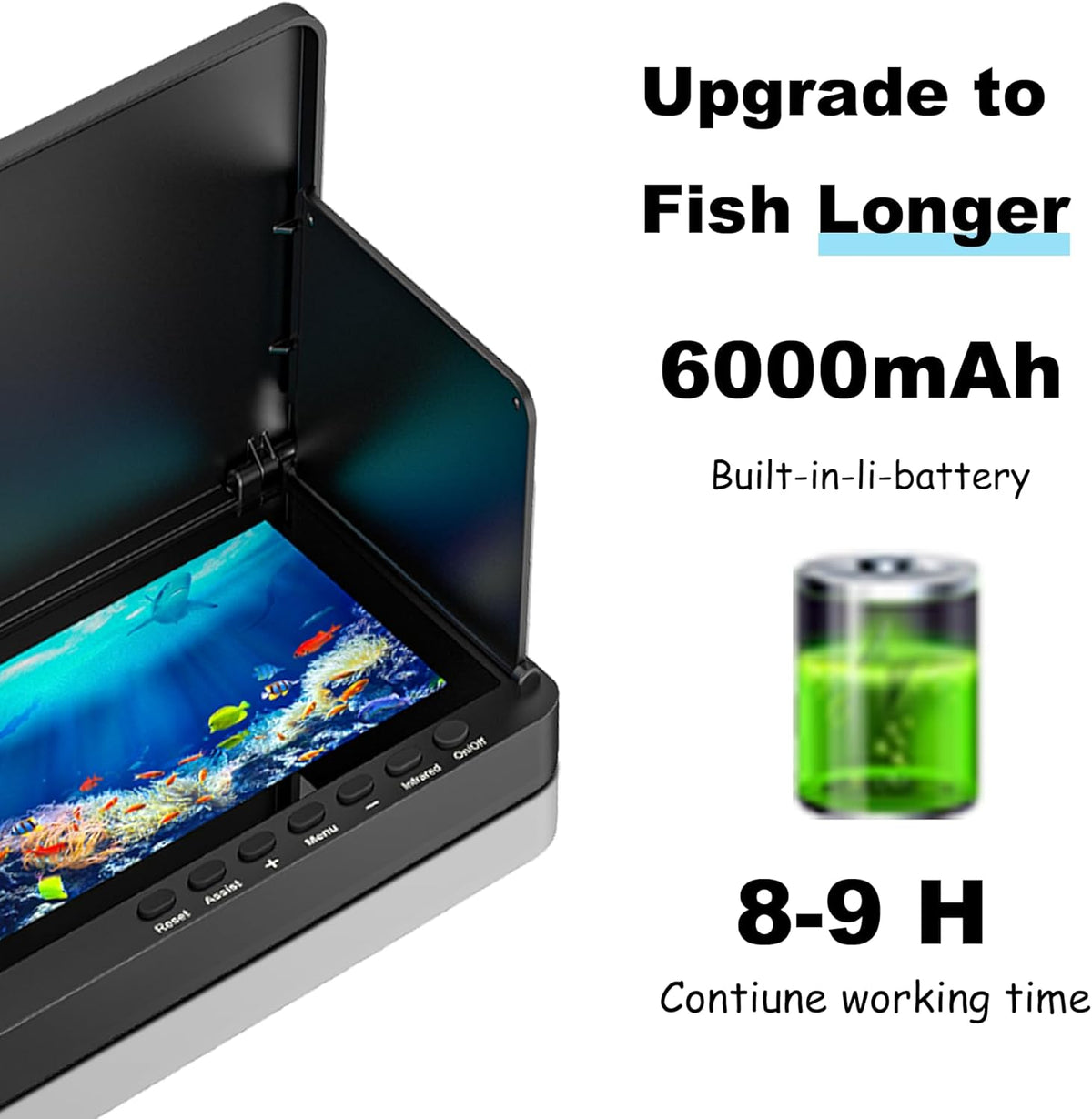 Underwater Fishing Camera with Infrared Night Vision Light, Portable with 100ft Cable, 5 Inch LCD and Upgraded HD Lens - Green Blob Outdoors
