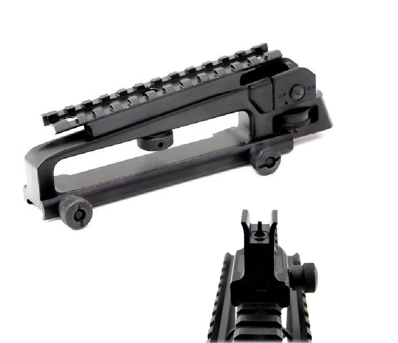 AR15 Carry Handle with A2 Picatinny Optics Top Rail with Same Height Low Profile Front Sight Post Sports Green Blob Outdoors 