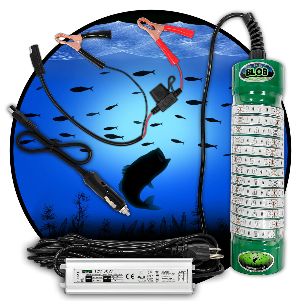 Build Your Blob Build Your Blob Green Blob Outdoors Blue 7,500 Lumens 3 Prong Plug + Clips + Cig Lighter Plug 30 Feet