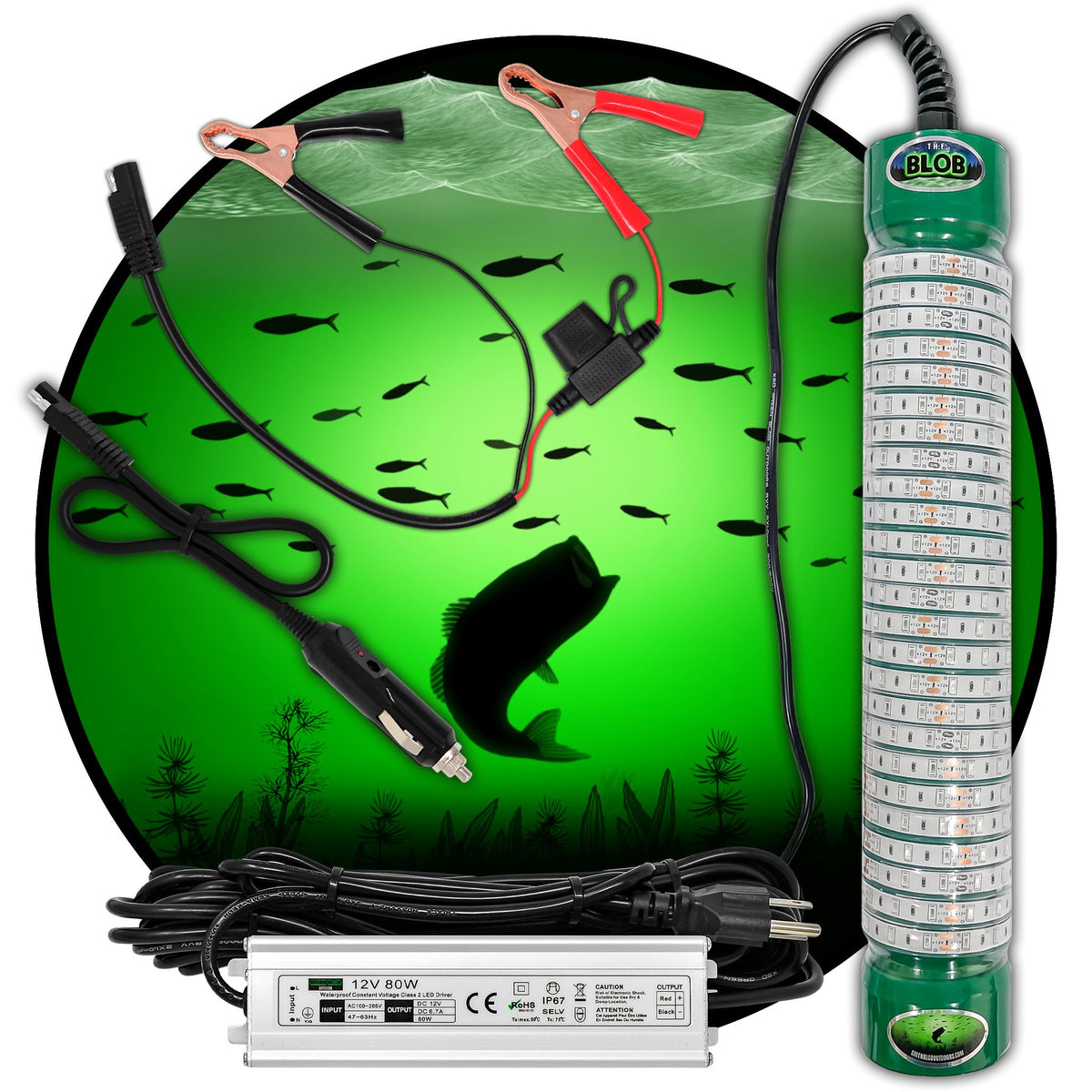 Build Your Blob Build Your Blob Green Blob Outdoors Green 15,000 Lumens 3 Prong Plug + Clips + Cig Lighter Plug 30 Feet