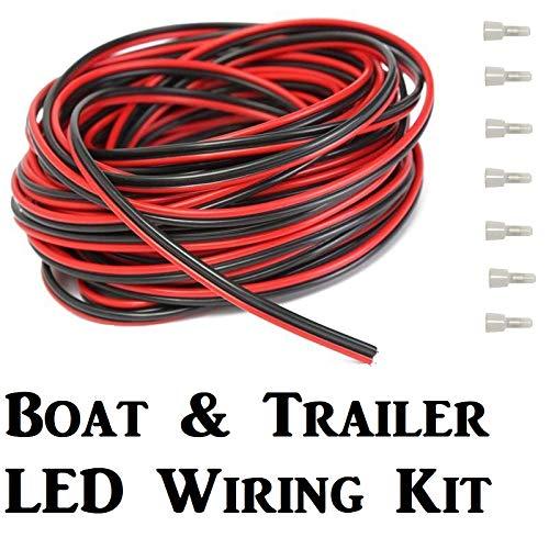 Green Blob Outdoors Red & Black 75ft Boat Light Cable with Crimp Nuts for Connecting Led Light Strips, 22ga Wire, 22/2 for Pontoon Bass Ski Boats, Kayak Stern Deck Running Rv Trailer Lights Boat Lights Green Blob Outdoors 