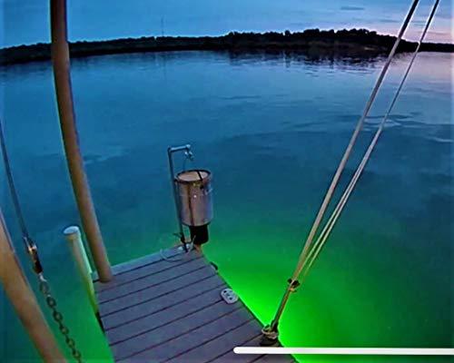 (Green, Blue White) Blob Underwater Night Fishing Light DOCK-7500 Lumen,  110 Volt AC 30ft Cord 3 Prong Plug, LED Fish Finding System, Bait rig, Fish