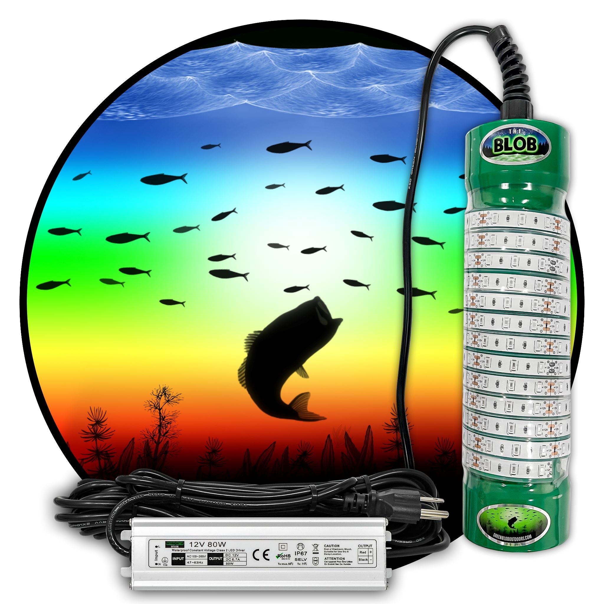 Multi-Color Color Changing LED Dock-7500 Underwater Fishing Light with -  Green Blob Outdoors