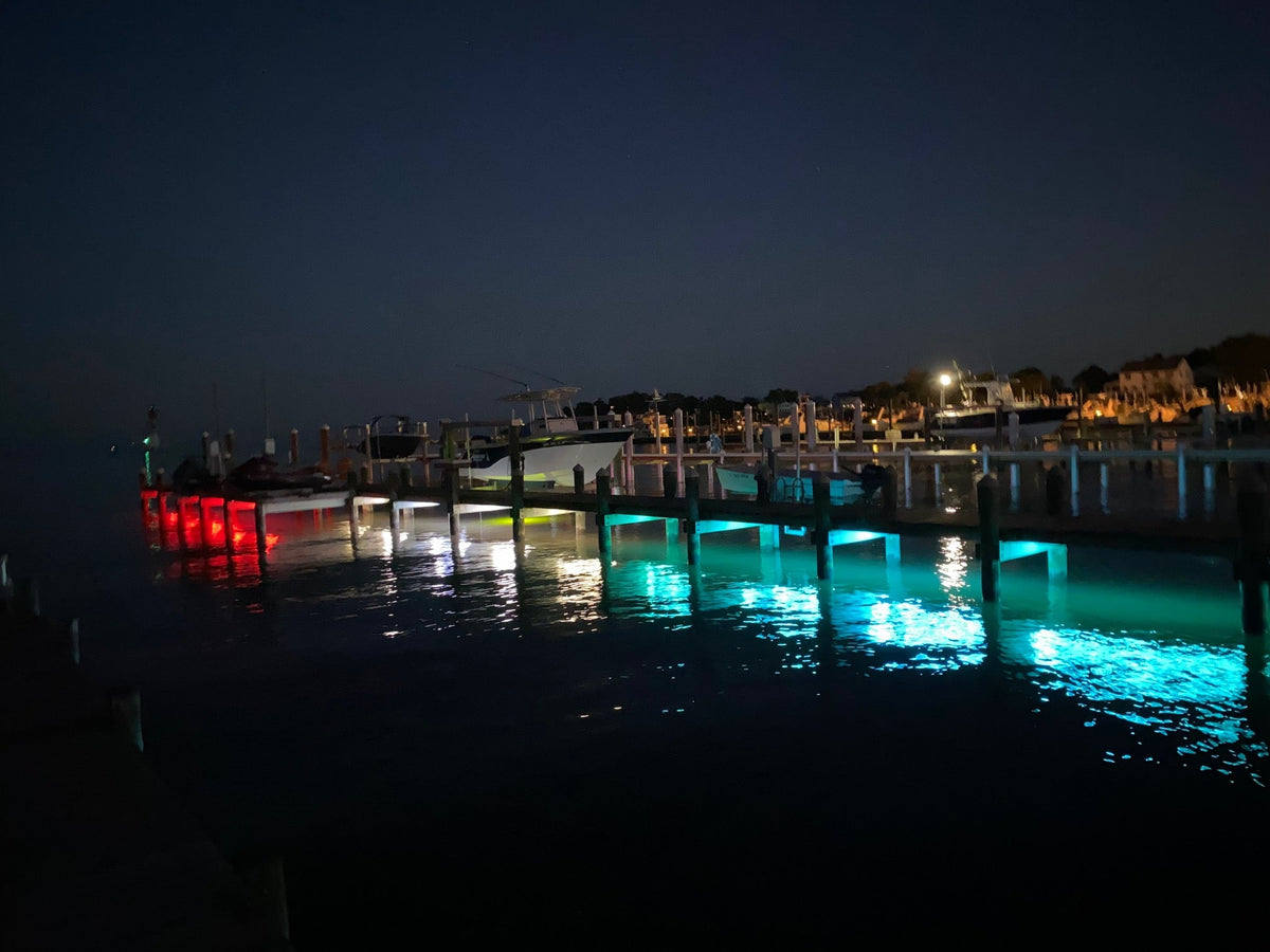 Pimp My Dock LED Light Kit (Blue, Green, UV, White, or Color Changing) DIY Premium LED Under Dock Lighting Kit IP68 Completely Waterproof Pimp My Dock Green Blob Outdoors 