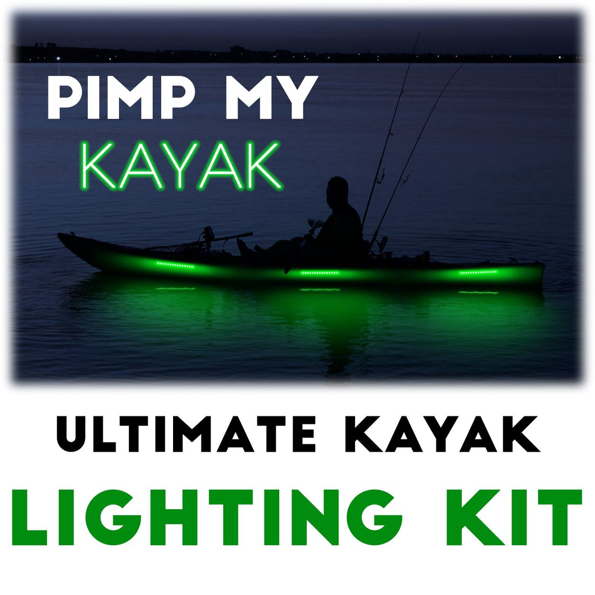 Pimp My Kayak - Green LED Lighting DIY Kit - 30,000 Lumens - Includes Red &amp; Green Navigation Lights Pimp My Kayak Green Blob Outdoors 