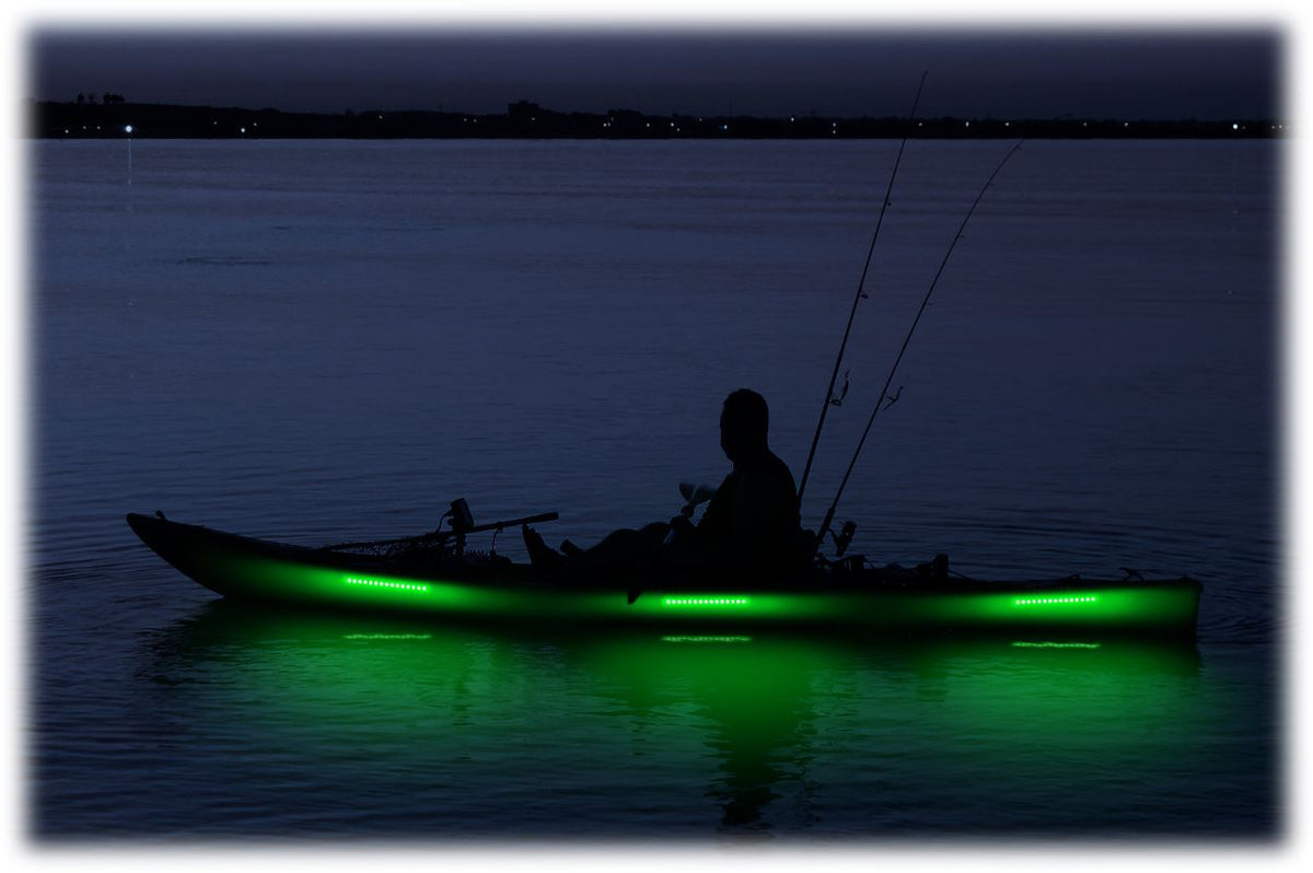 Pimp My Kayak - LED Lighting DIY Kit - 30,000 Lumens - Includes Red &amp; Green Navigation Lights Pimp My Kayak Green Blob Outdoors Green 