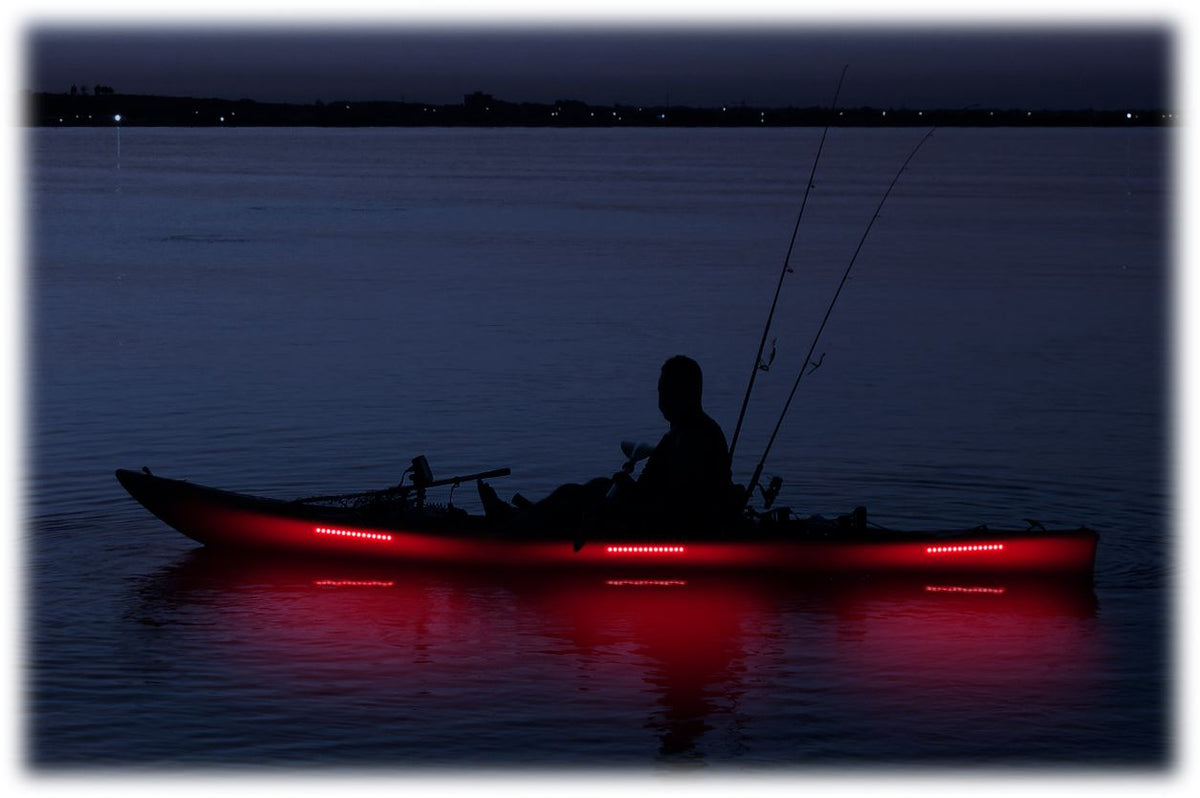 Pimp My Kayak - LED Lighting DIY Kit - 30,000 Lumens - Includes Red &amp; Green Navigation Lights Pimp My Kayak Green Blob Outdoors Red 