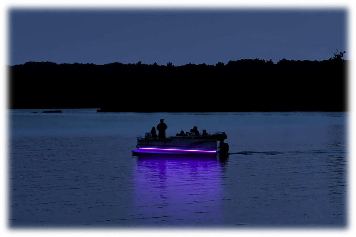 Pimp My Pontoon - Black Light Ultraviolet (UV) LED Under Deck Lighting DIY Kit - 30,000 Lumens - Includes Bonus Red &amp; Green Navigation Lights Pimp My boat Green Blob Outdoors 