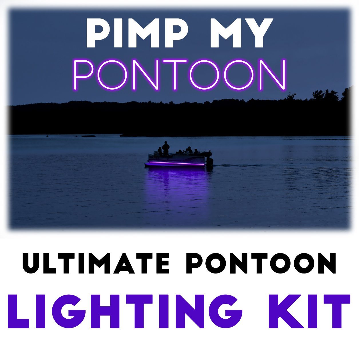 Pimp My Pontoon - Black Light Ultraviolet (UV) LED Under Deck Lighting DIY Kit - 30,000 Lumens - Includes Bonus Red & Green Navigation Lights Pimp My boat Green Blob Outdoors 