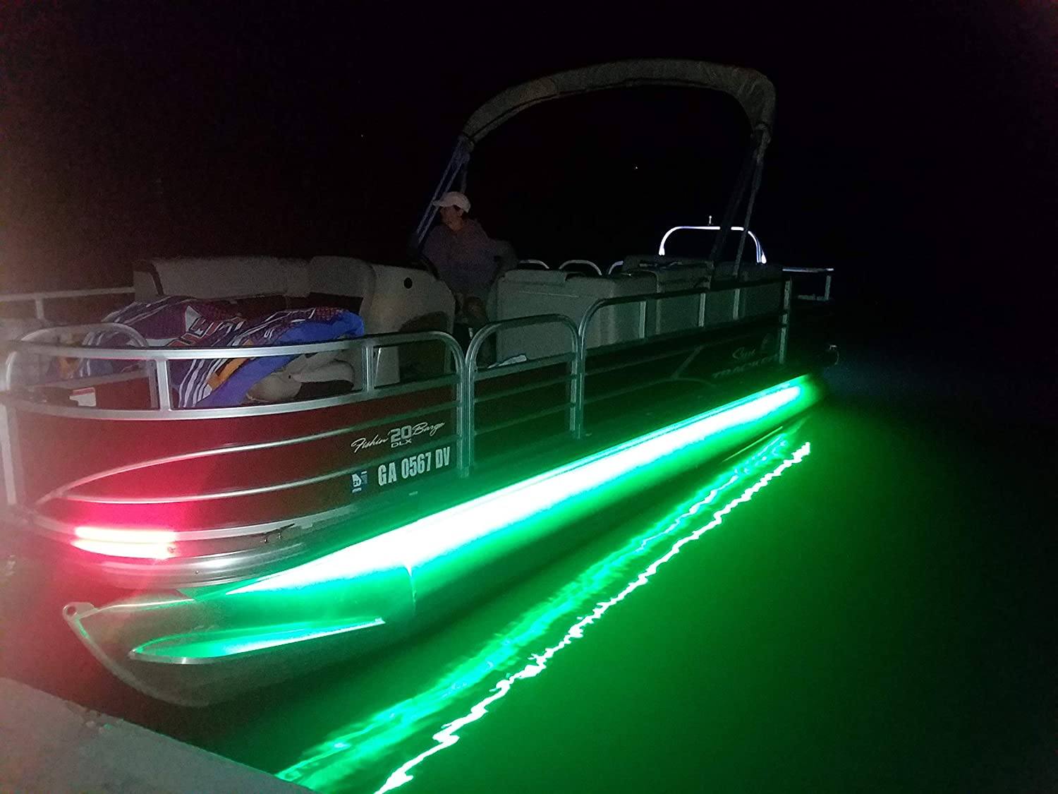 Pimp My Pontoon Neon Green LED Under Deck Boat Lighting DIY Green Blob Outdoors