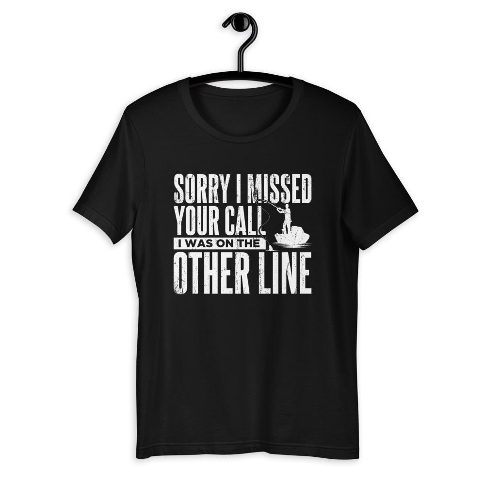 Sorry I Missed Your Call, I Was On The Other Line T-Shirt Green Blob Outdoors Black S 